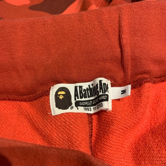 BAPE size medium red sweatshirt material shorts - Picture 4 of 4
